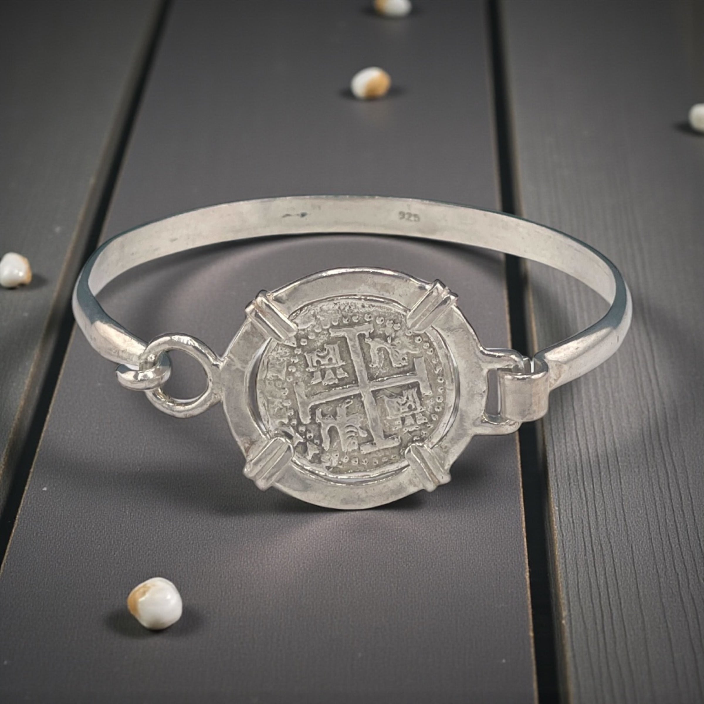 NUESTRA SENORA DE ATOCHA  SOLID SILVER COIN BANGLE