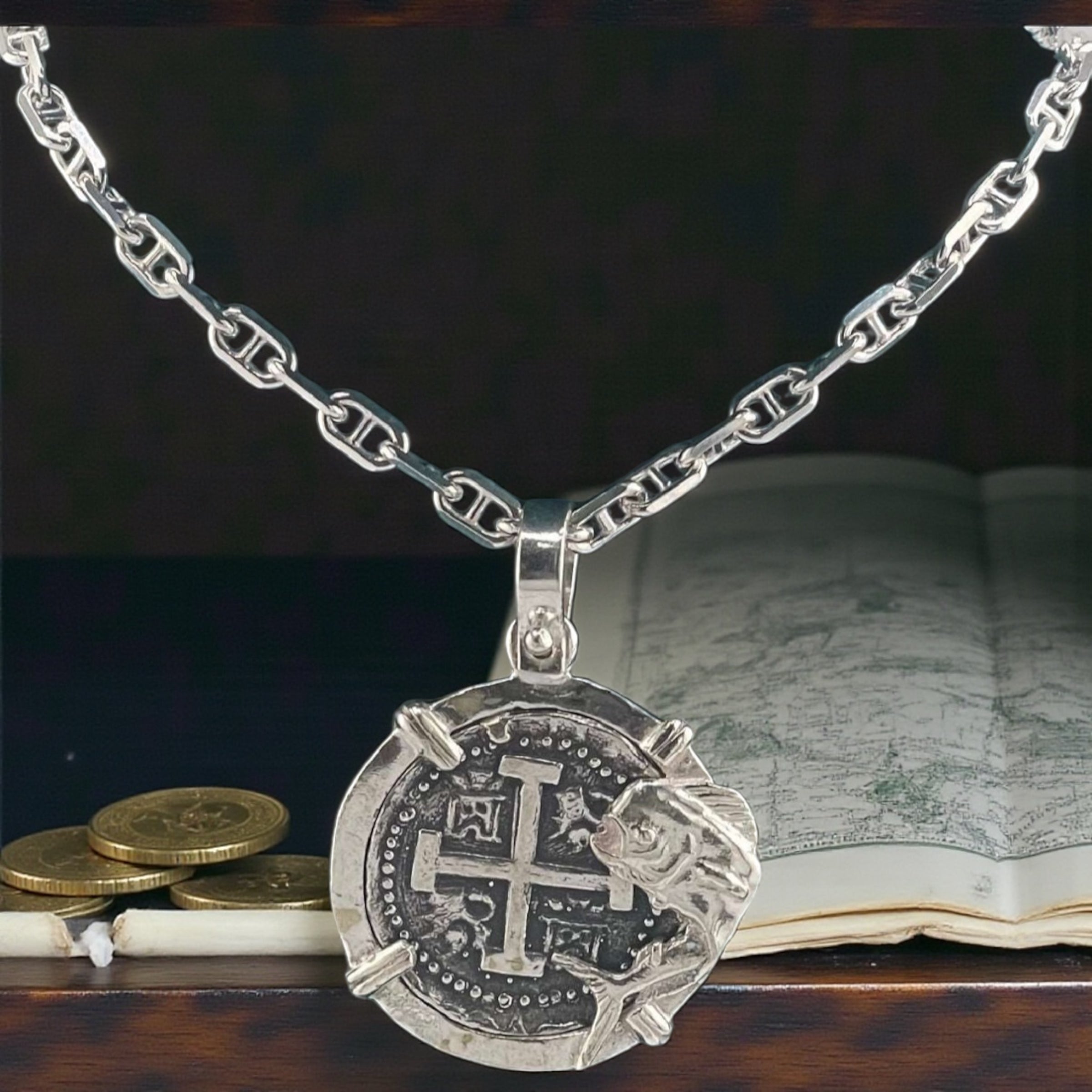 NUESTRA SENORA DE ATOCHA SOLID SILVER COIN PENDANT