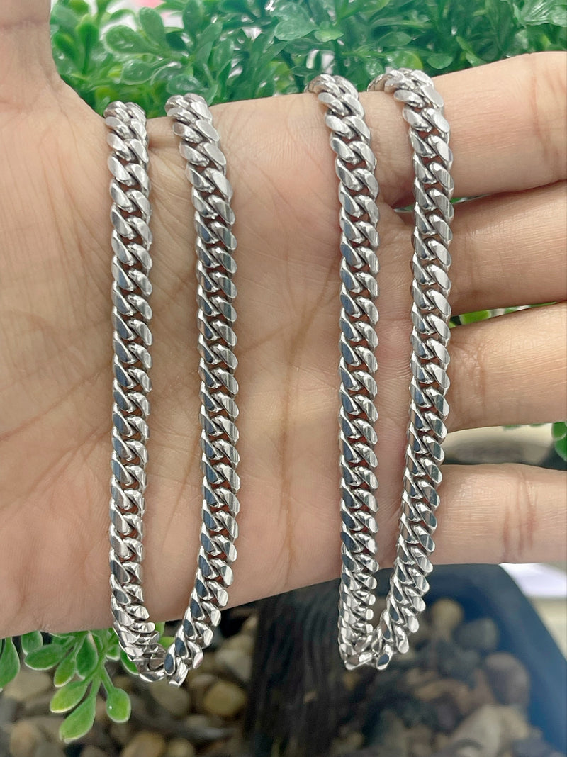 14K REAL SOLID WHITE GOLD HEAVY CUBAN LINK CHAIN 5.5MM