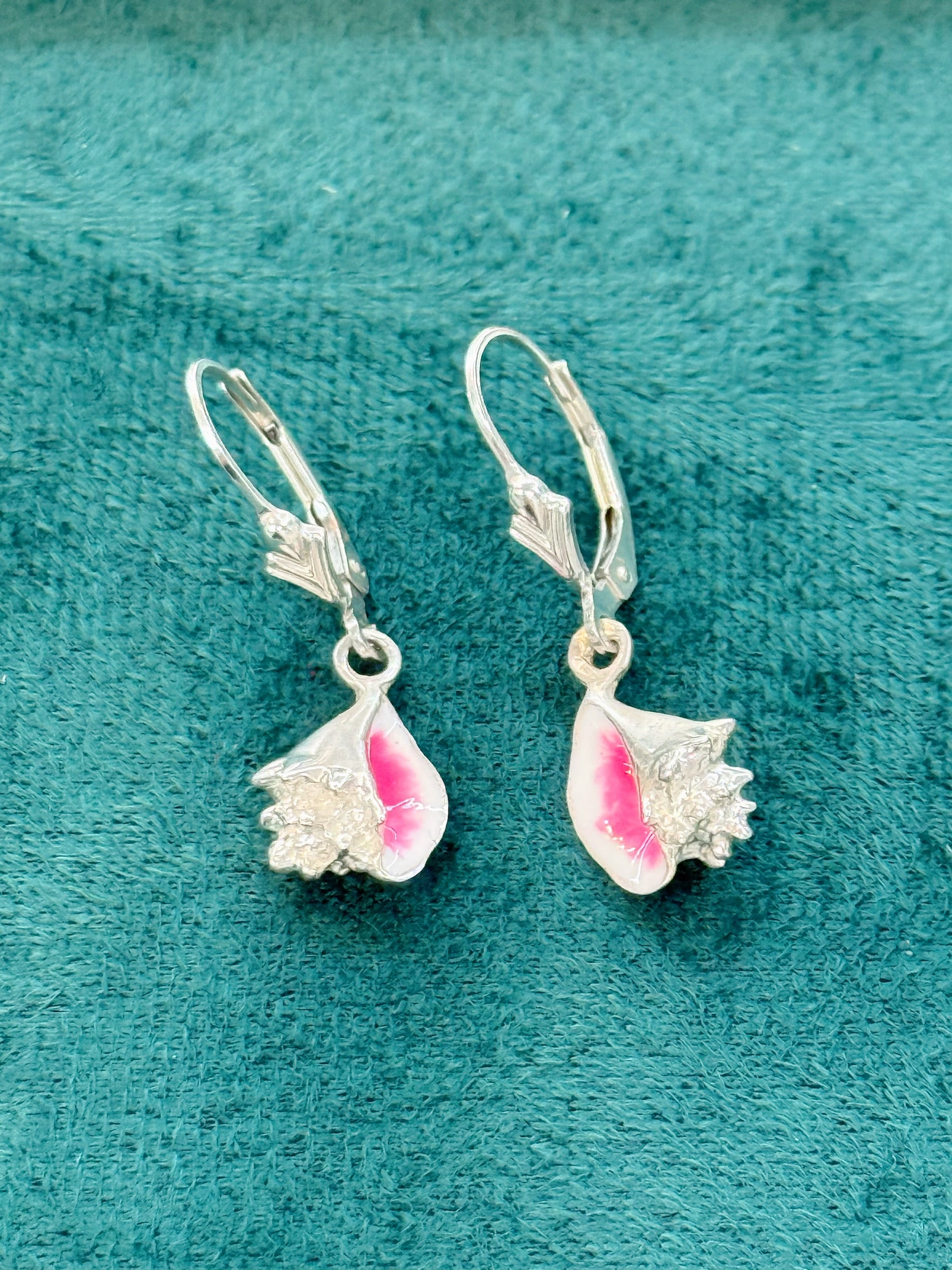 925 sterling silver handmade conch shell earrings