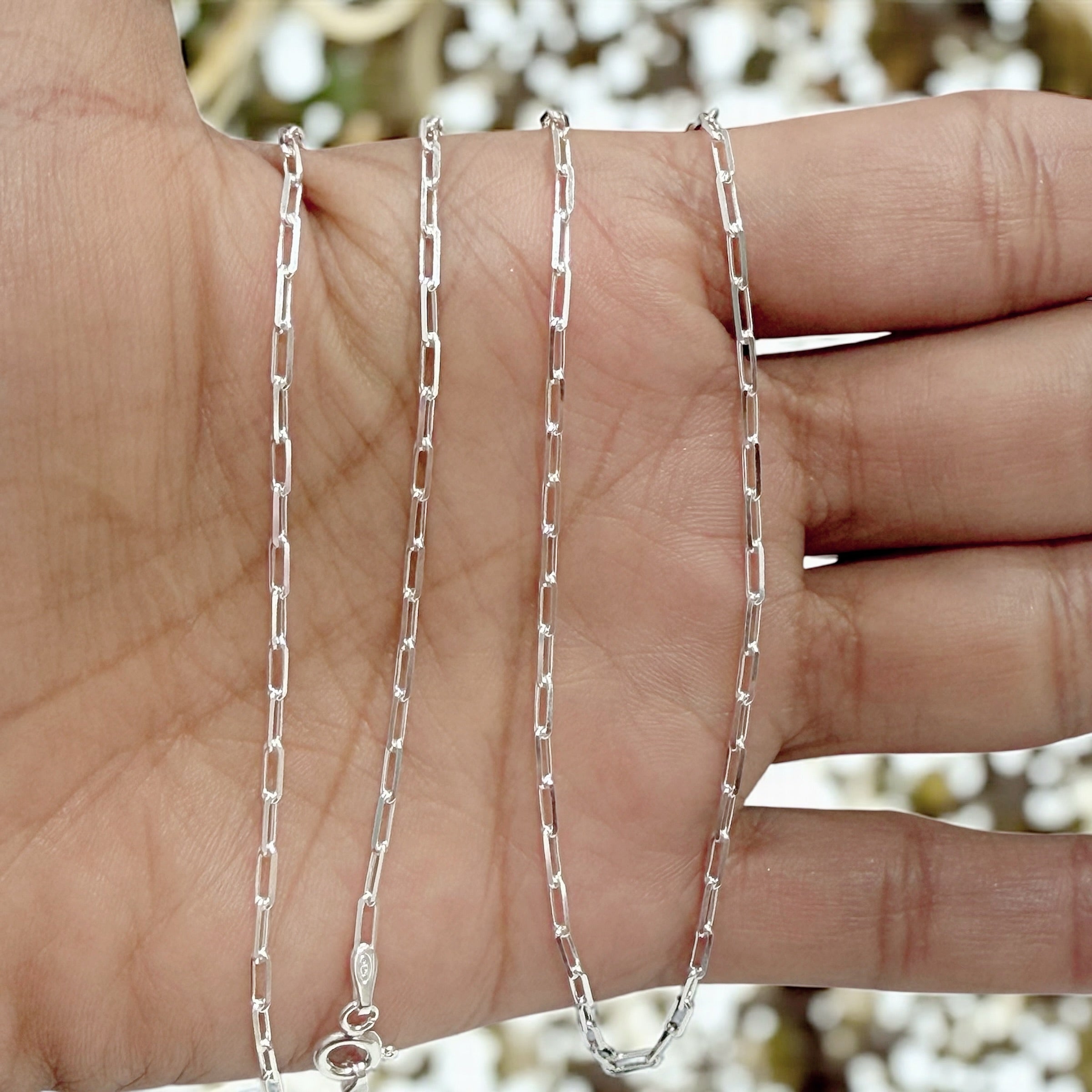 Beautiful 925 sterling silver paper clip chain 1.9mm
