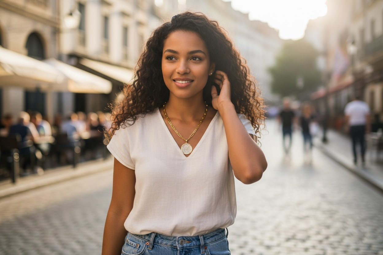 ATOCHA SILVER COIN PENDANT IN 14KT SOLID REAL GOLD BEZEL
