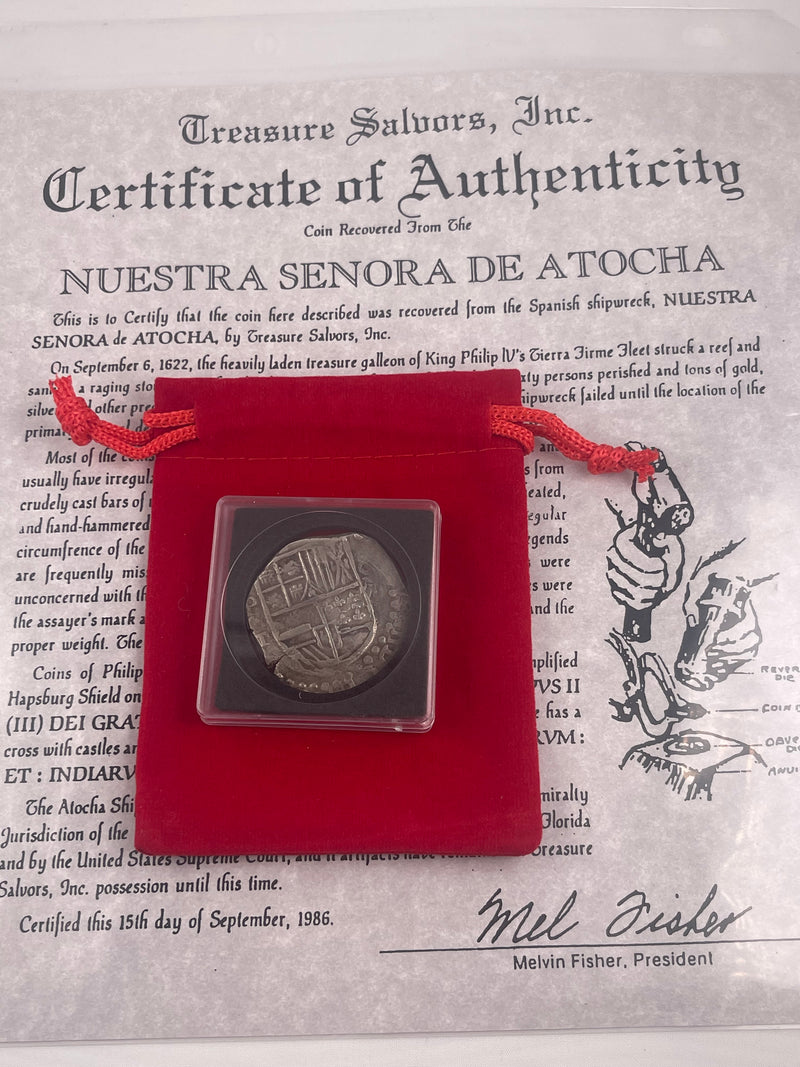 ACTUAL COIN NUESTRA SENORA DE ATOCHA SILVER COIN 8 REALES GRADE 1 MINT POTOSI COIN NUMBER CH4-81-0908