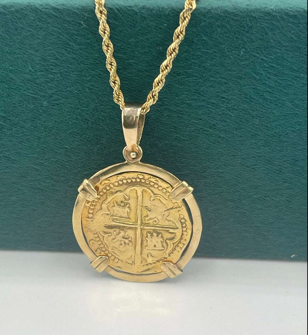 ATOCHA SHIPWRECK GOLD COIN PENDANT HANDMADE WITH 14k SOLID GOLD