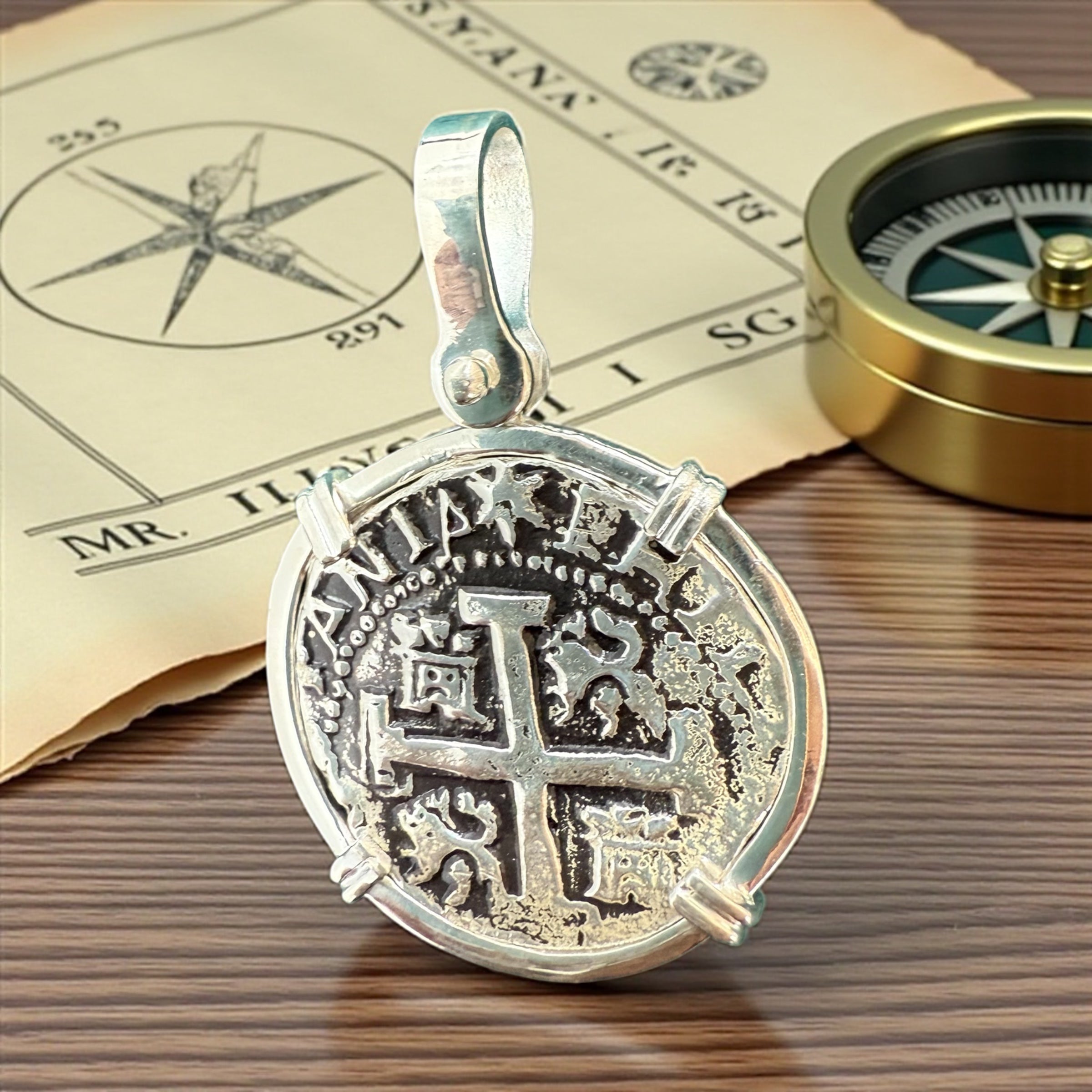 ATOCHA SOLID SILVER COIN PENDANT LARGE SIZE