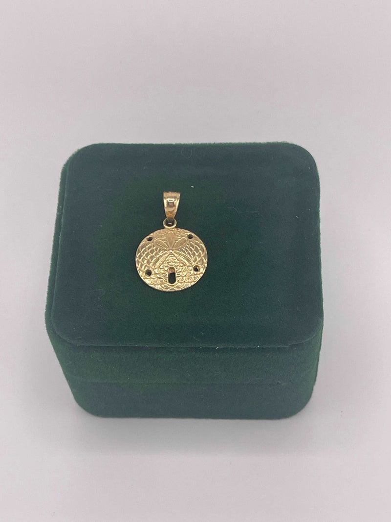 14K REAL GOLD SAND-DOLLAR PENDANT DIME SIZE