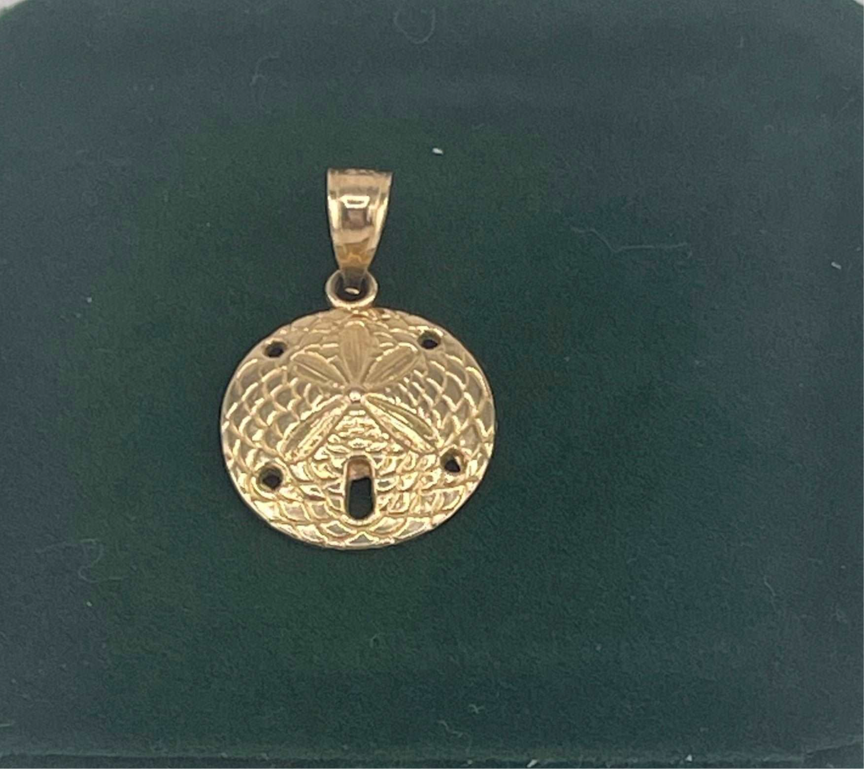 14K REAL GOLD SAND-DOLLAR PENDANT DIME SIZE