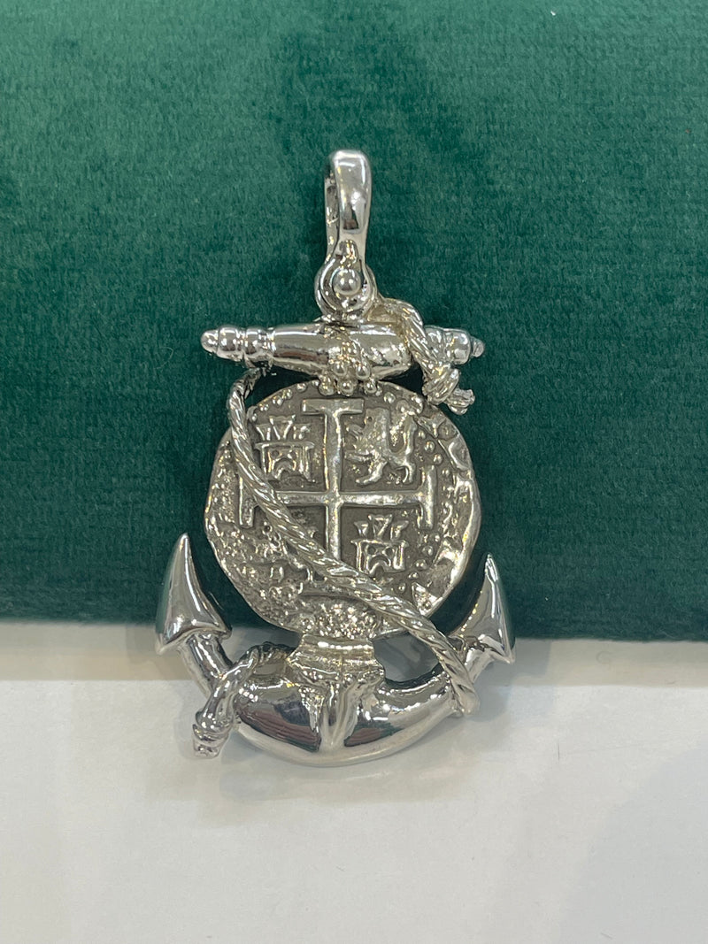 ATOCHA SHIPWRECK COIN PENDANT IN BEAUTIFUL ANCHOR SETTING