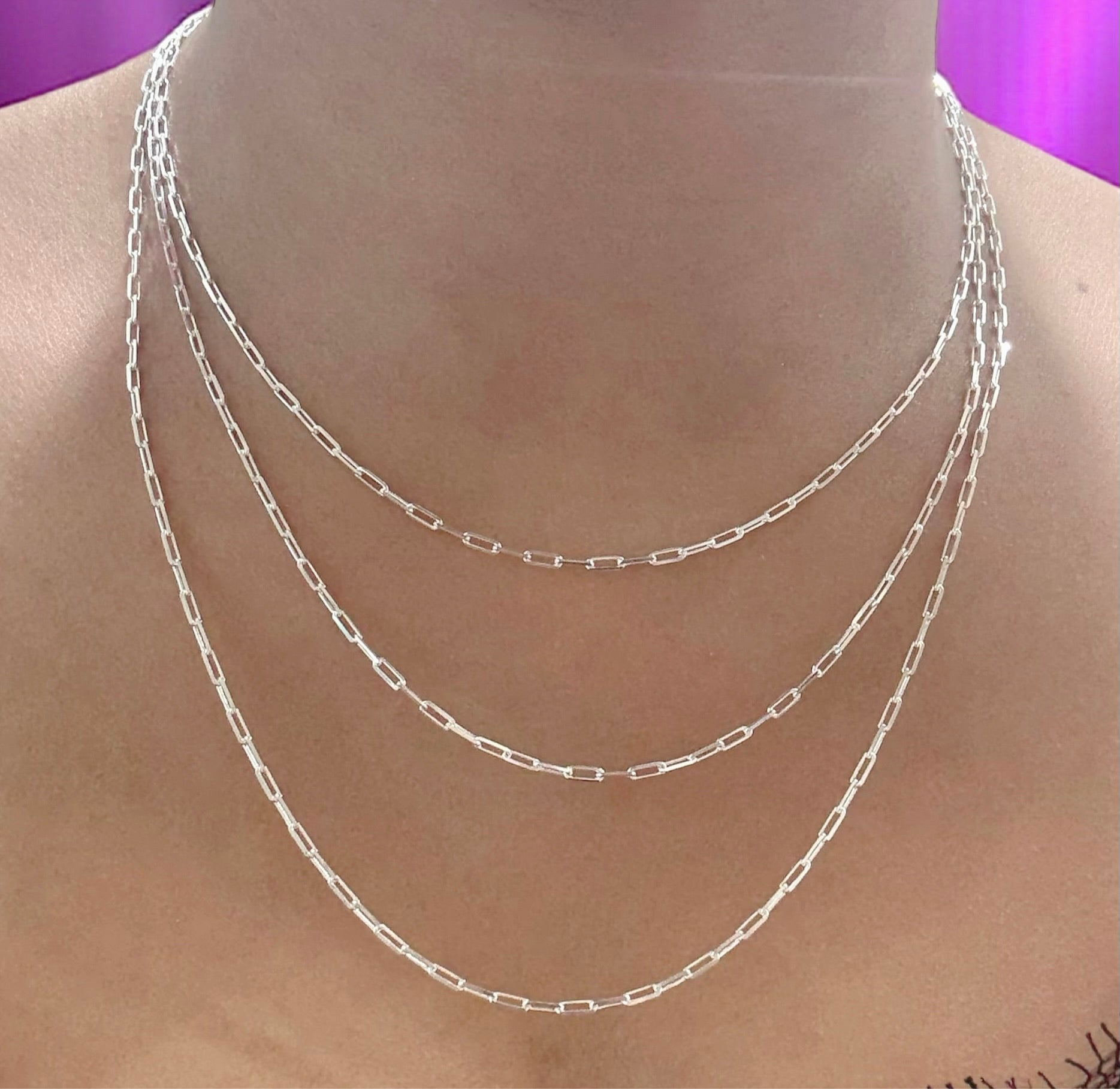 Beautiful 925 sterling silver paper clip chain 1.9mm
