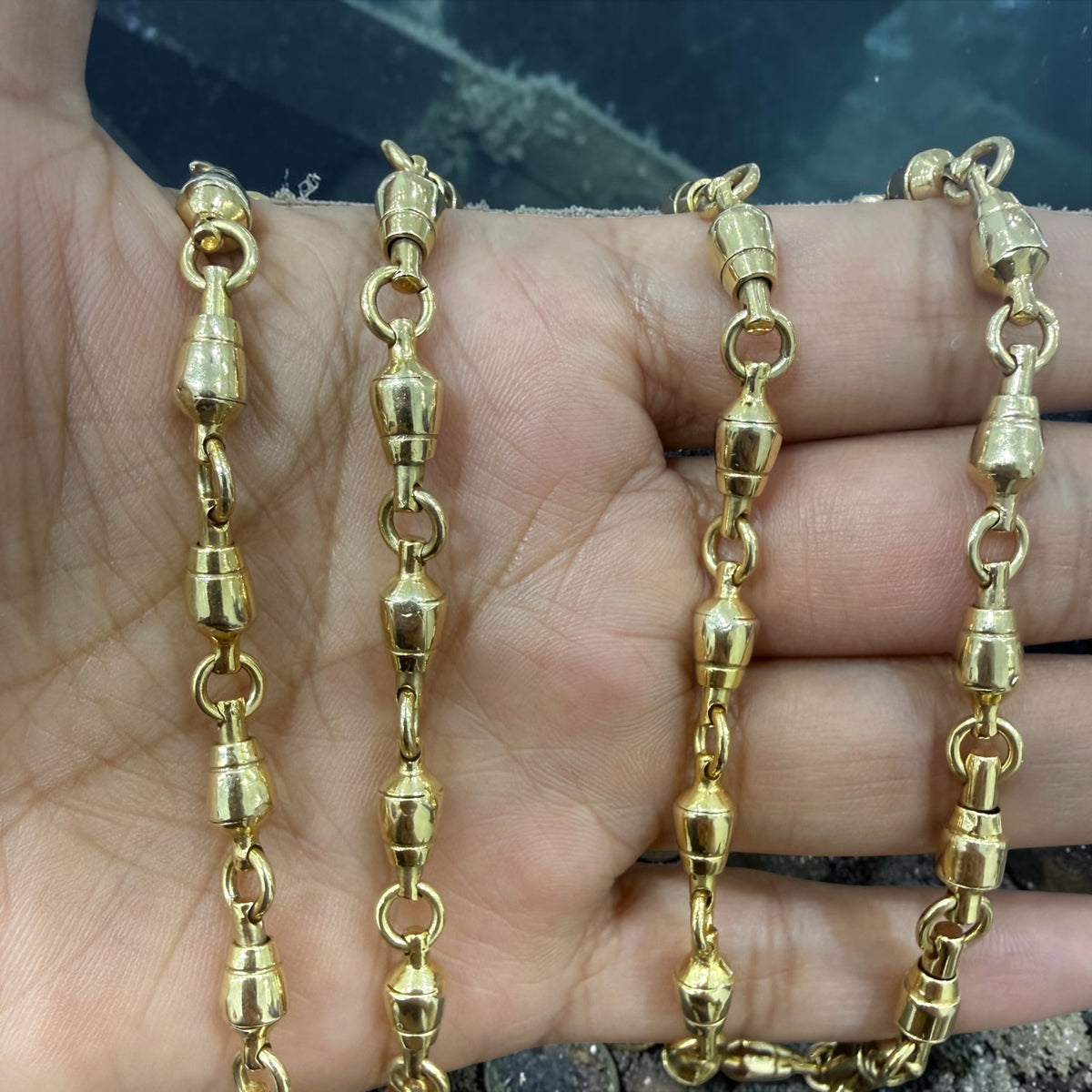 14k solid heavy gold  handmade  swivel chain 5mm