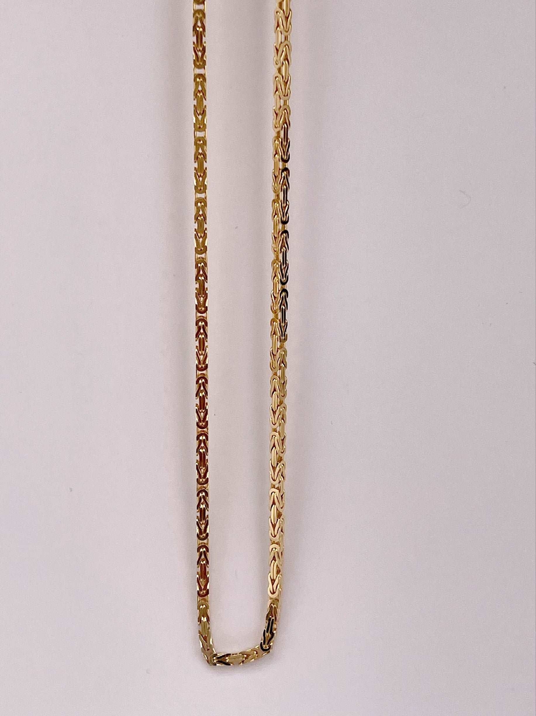14K SOLID REAL GOLD  BEAUTIFUL  BYZANTINE CHAIN 2MM