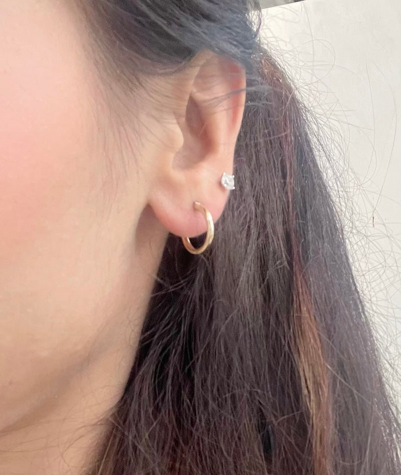 14K REAL GOLD MINI HOOP EARRINGS