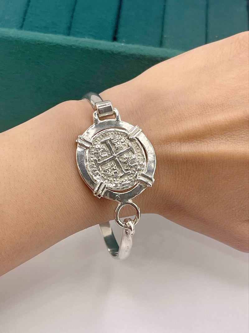 NUESTRA SENORA DE ATOCHA  SOLID SILVER COIN BANGLE