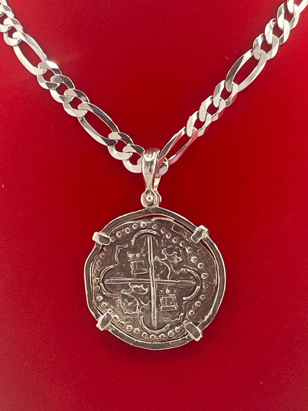 NUESTRA SENORA DE ATOCHA LARGE SILVER COIN PENDANT