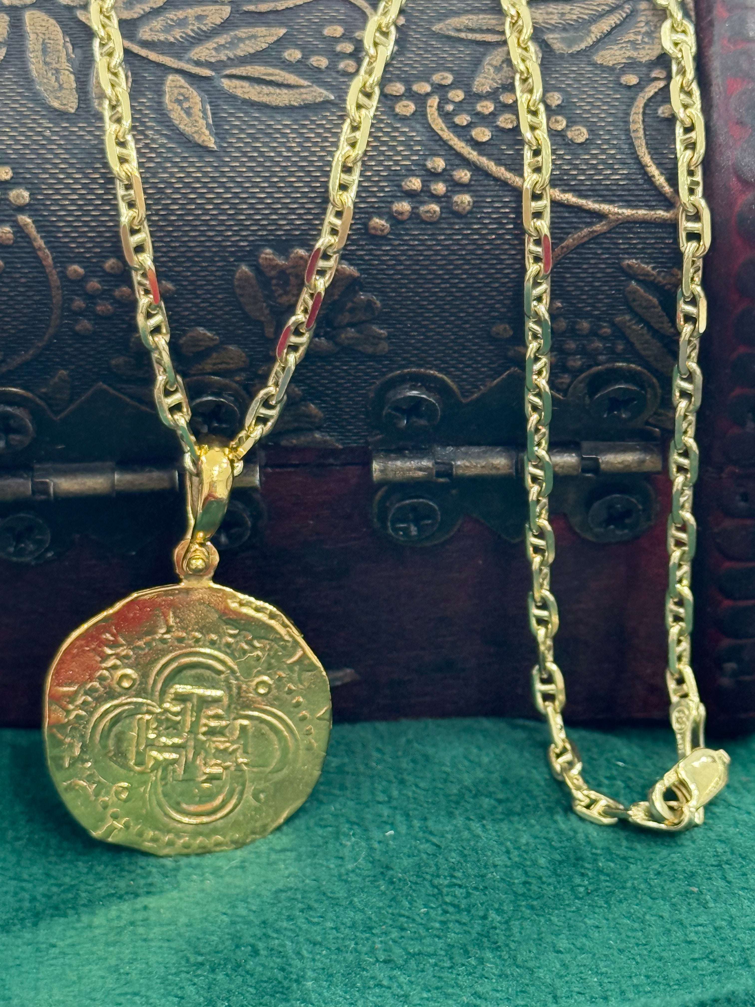 ATOCHA SHIPWRECK GOLD COIN PENDANT HANDMADE WITH 14k SOLID GOLD