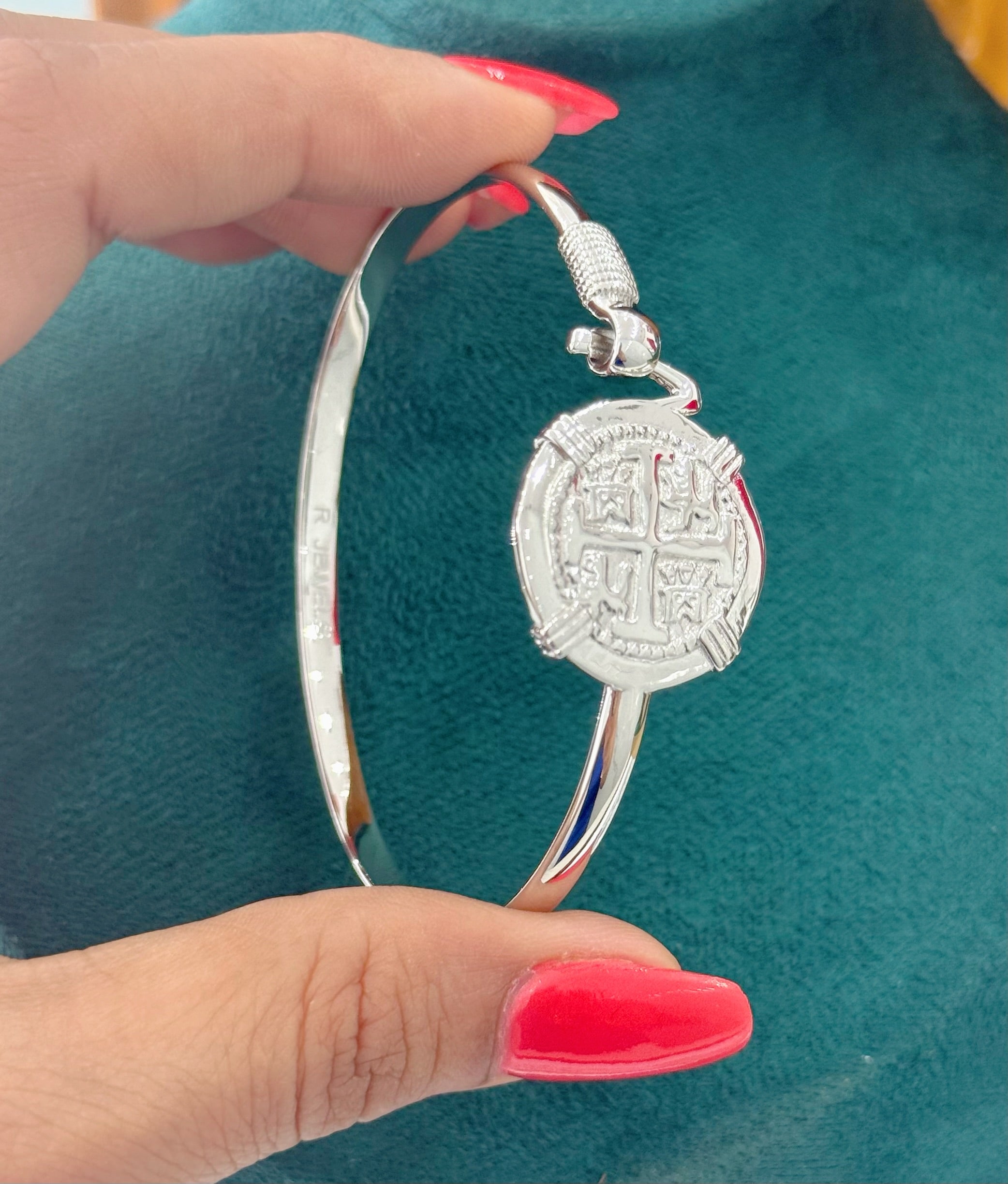 ATOCHA  SOLID SILVER COIN BANGLE