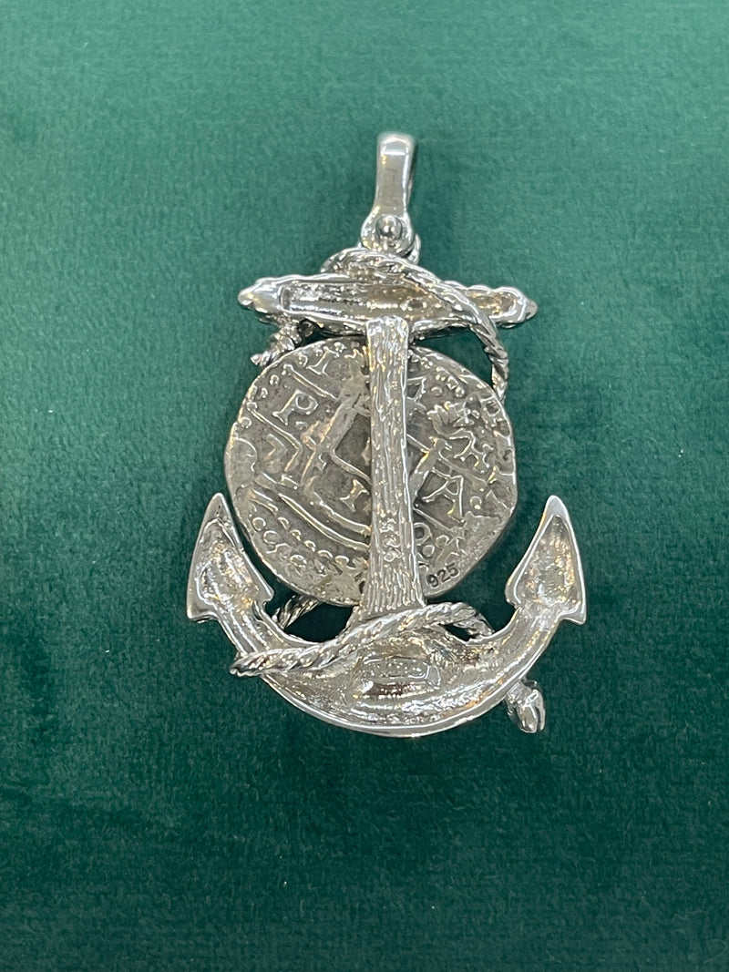 ATOCHA SHIPWRECK COIN PENDANT IN BEAUTIFUL ANCHOR SETTING