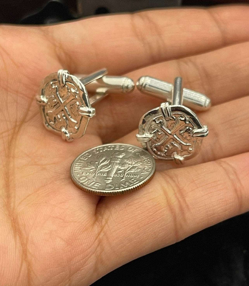 Atocha shipwreck coin Cufflinks 925 solid sterling silver made from atocha silver bars