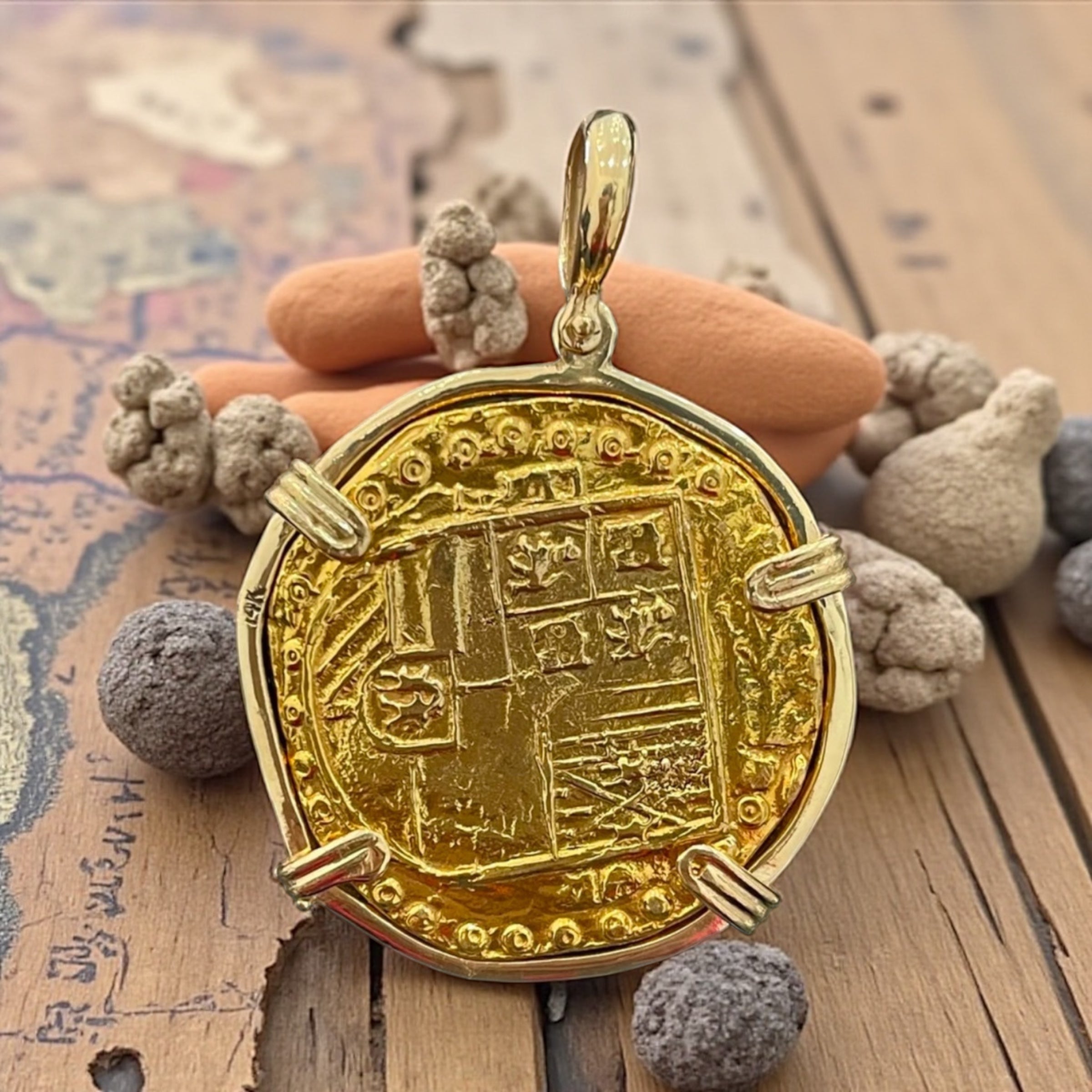 ATOCHA SHIPWRECK GOLD COIN PENDANT HANDMADE WITH 14k SOLID GOLD
