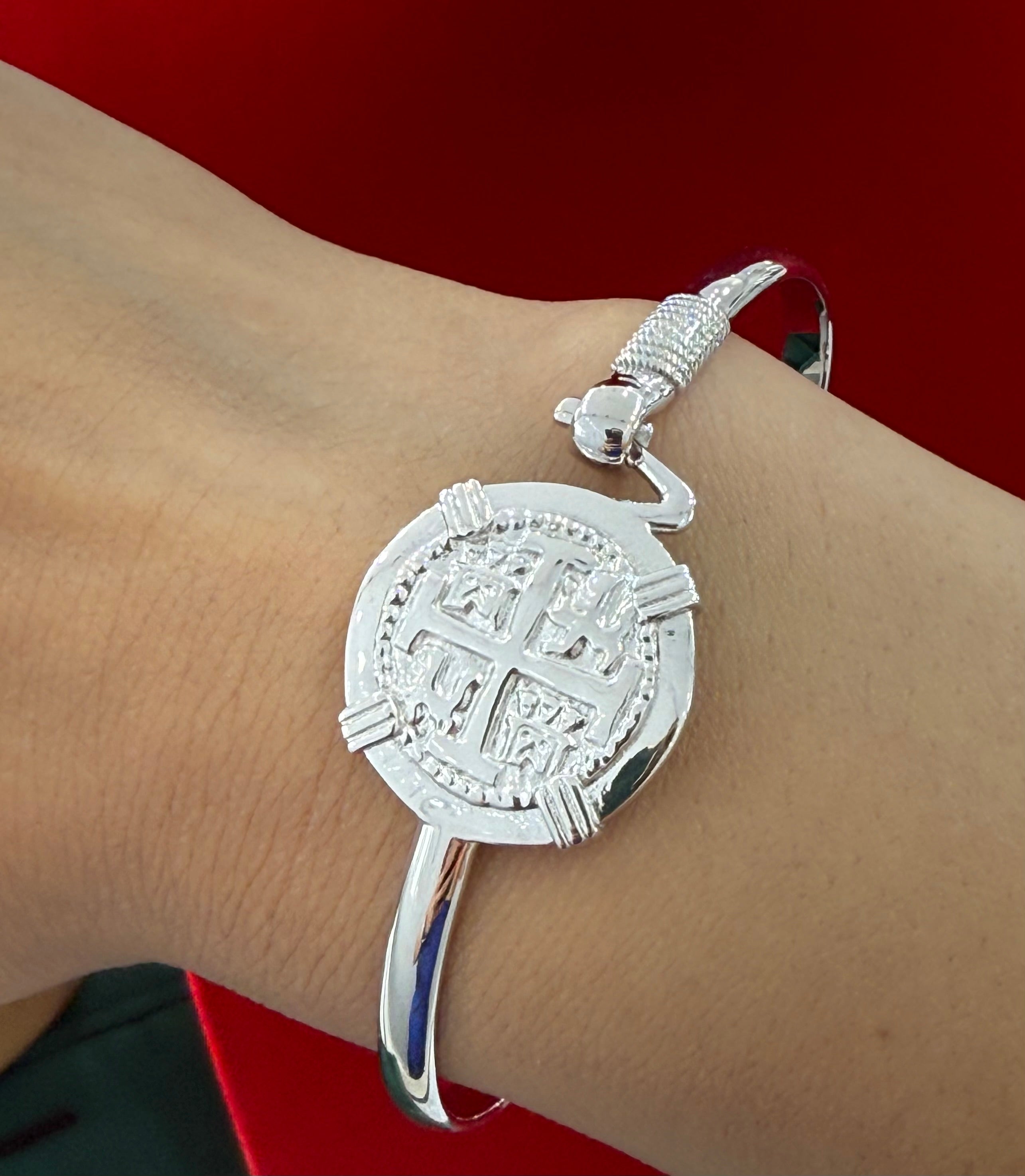 ATOCHA  SOLID SILVER COIN BANGLE