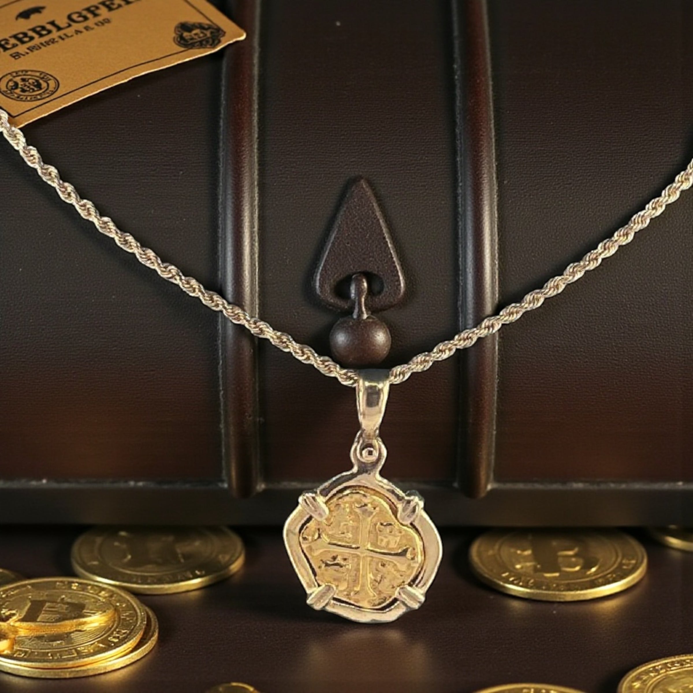 ATOCHA SHIPWRECK GOLD MINI COIN PENDANT HANDMADE WITH 14k SOLID GOLD