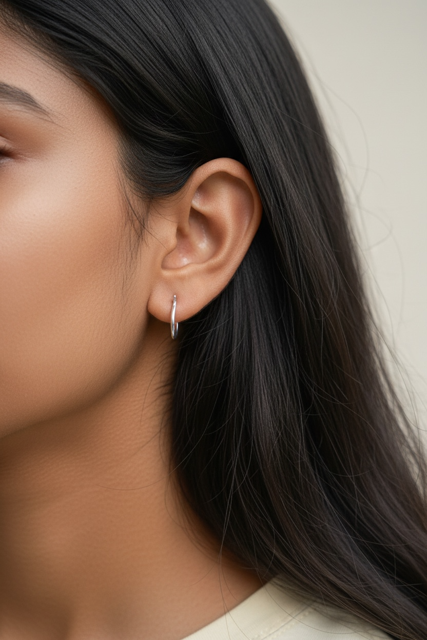 Mini 925 sterling silver shackle earrings