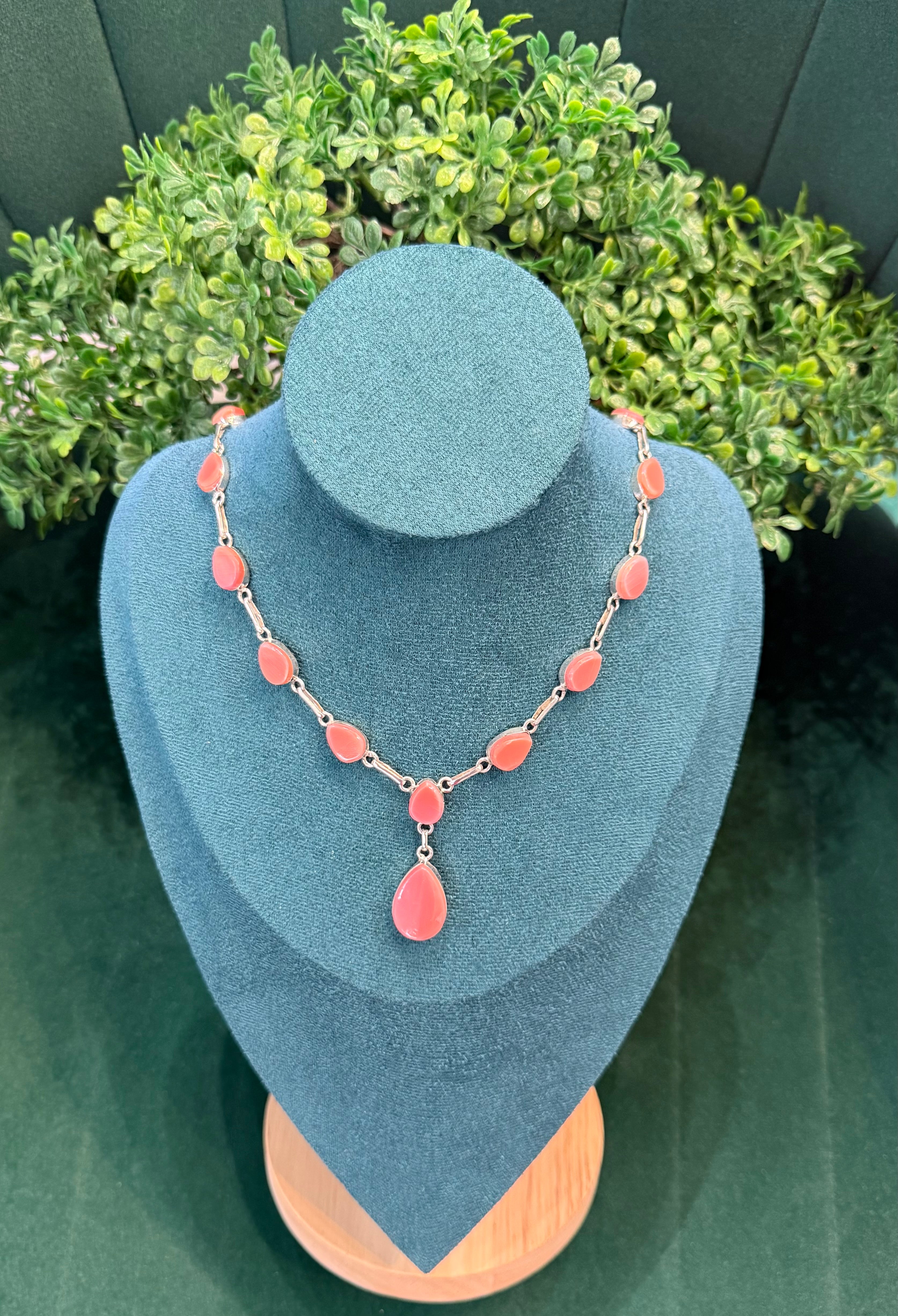 Handmade Pink Larimar Tear Drop style Necklace