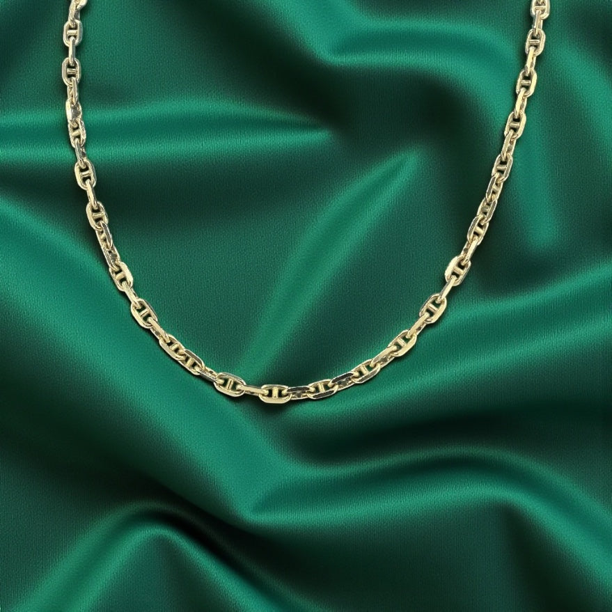 14K SOLID REAL GOLD  BEAUTIFUL  ANCHOR CHAIN 3MM