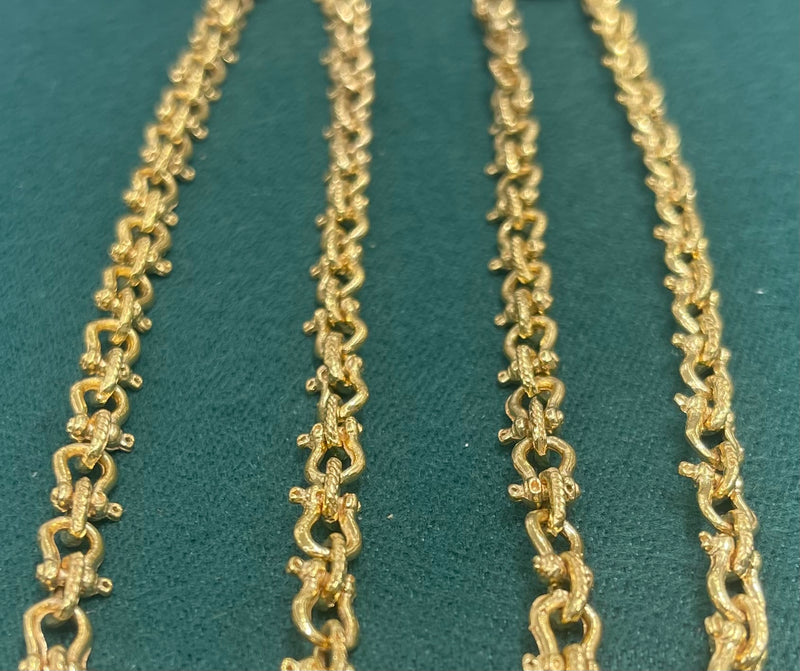 14K SOLID REAL GOLD HANDMADE BEAUTIFUL  SHACKLE LINK CHAIN 5.5MM