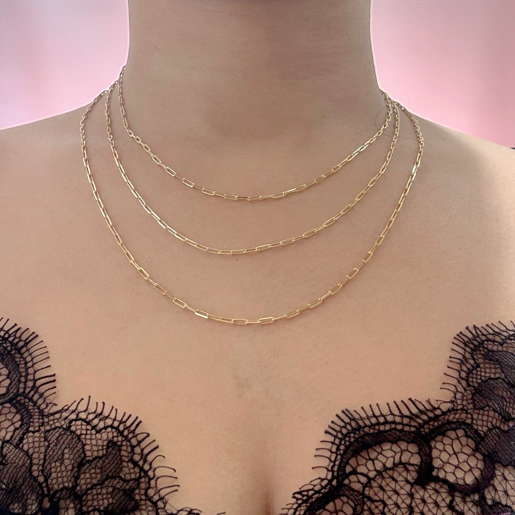 Beautiful 925 sterling silver paper clip chain in 14k gold vermail 1.9mm