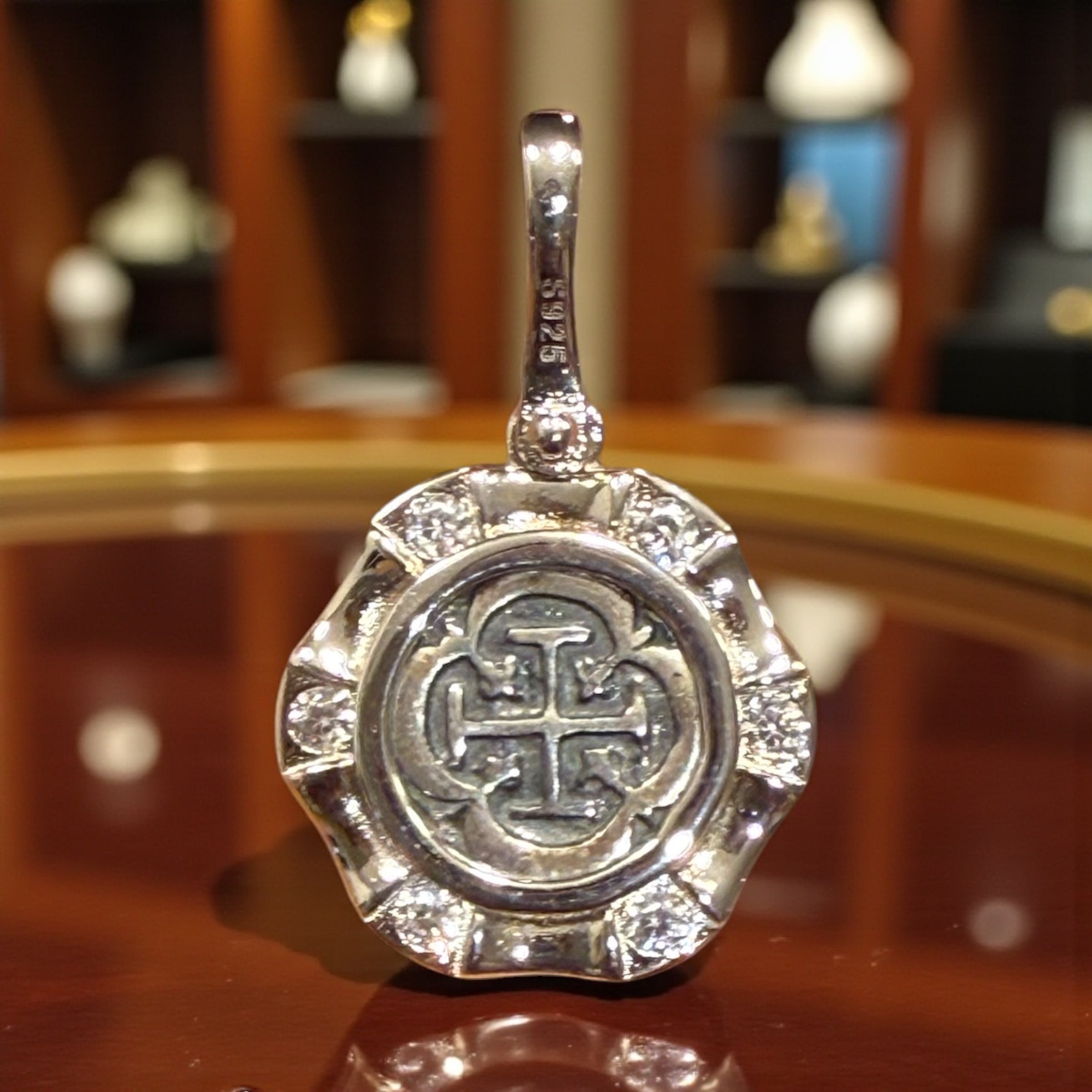 ATOCHA SILVER MINI ROUND SHAPE COIN PENDANT 17MM