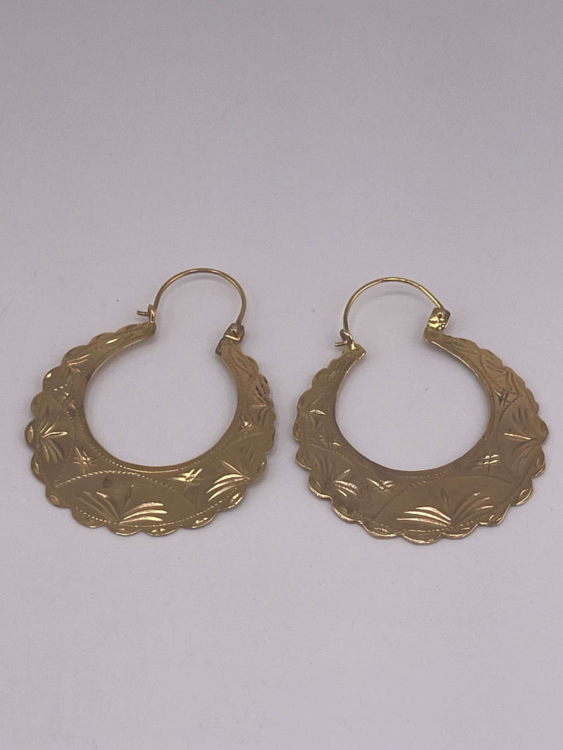 14K REAL GOLD HANDMADE JUMBO CUBAN HOOP EARRINGS