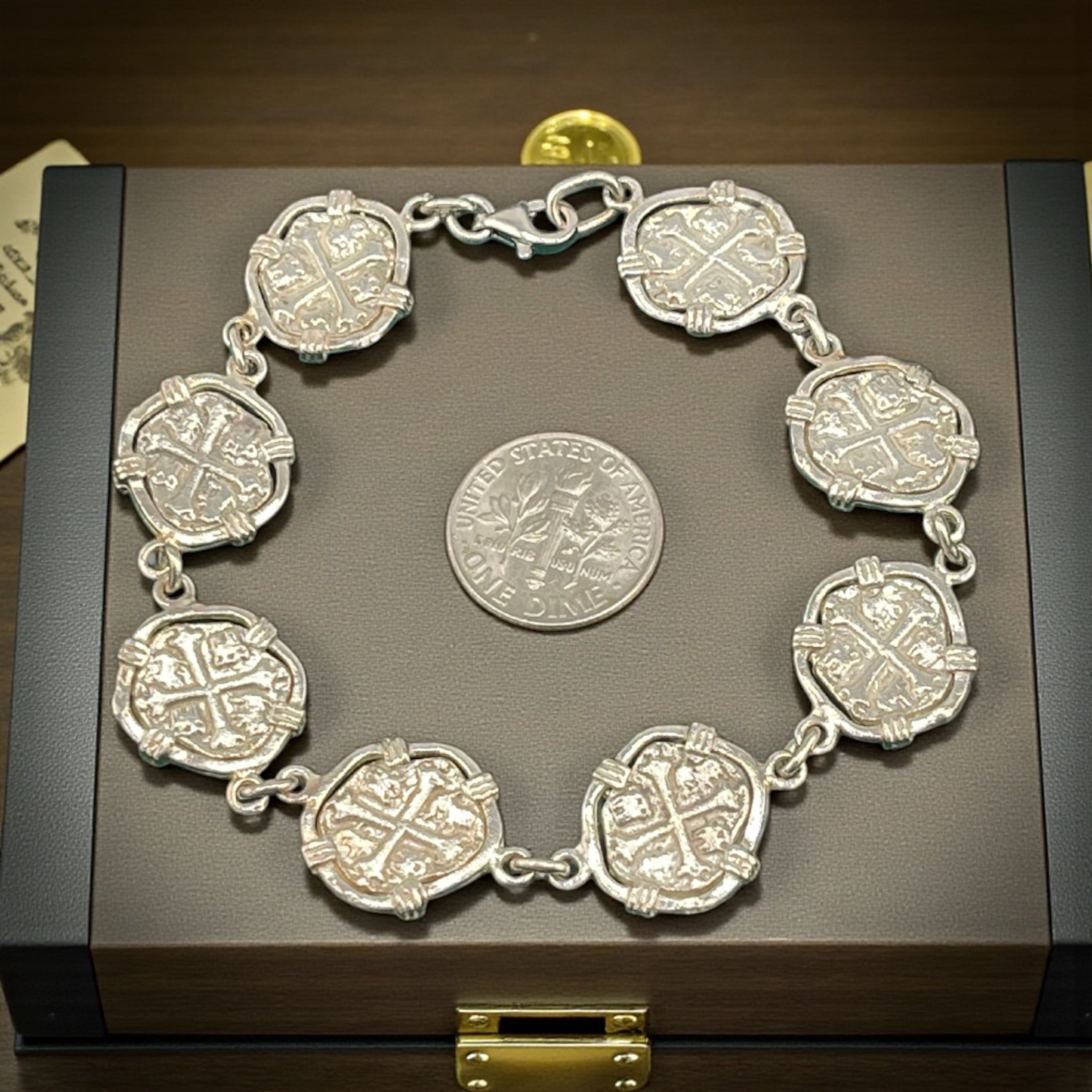 NUESTRA SENORA DE ATOCHA SOLID SILVER COIN BRACELET