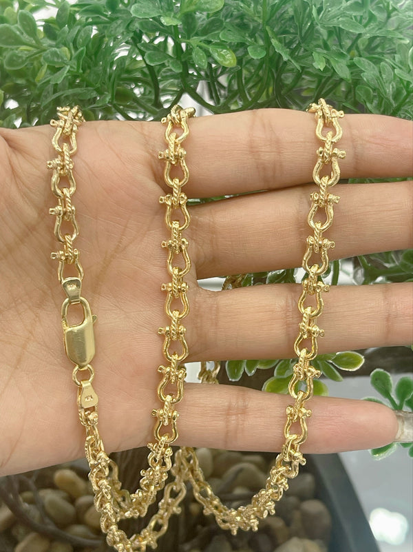 14K SOLID REAL GOLD HANDMADE BEAUTIFUL  SHACKLE LINK CHAIN 5.5MM