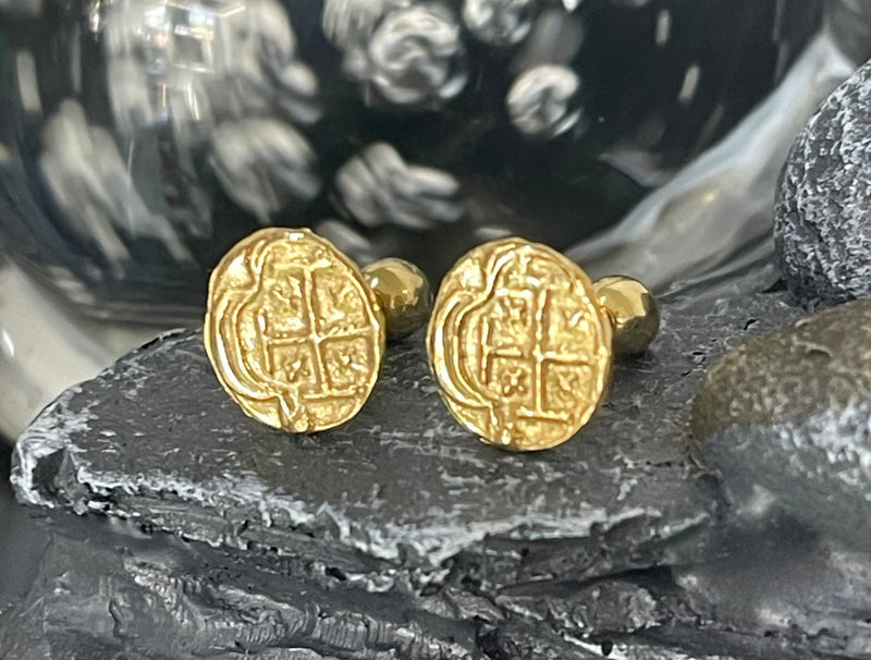 14K REAL GOLD MINI ATOCHA COIN STUD EARRINGS