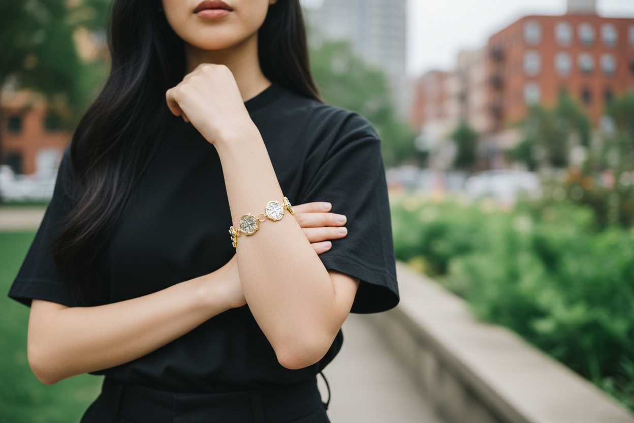 BEAUTIFUL ATOCHA 925 STERLING SILVER COIN BRACELET IN SHACKLE LINK ADJUSTABLE 6” to 7” BOTH