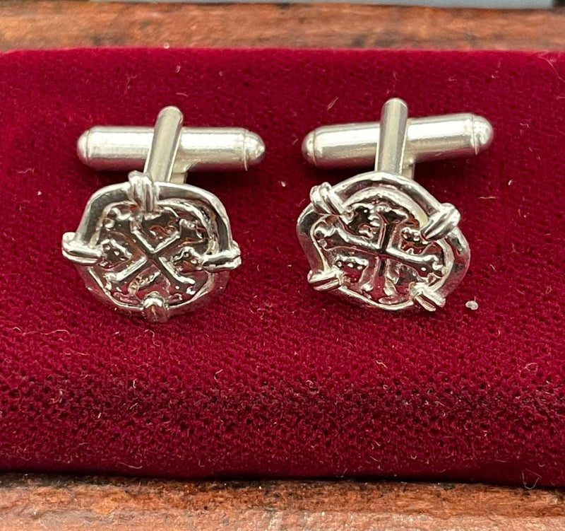 Atocha shipwreck coin Cufflinks 925 solid sterling silver made from atocha silver bars