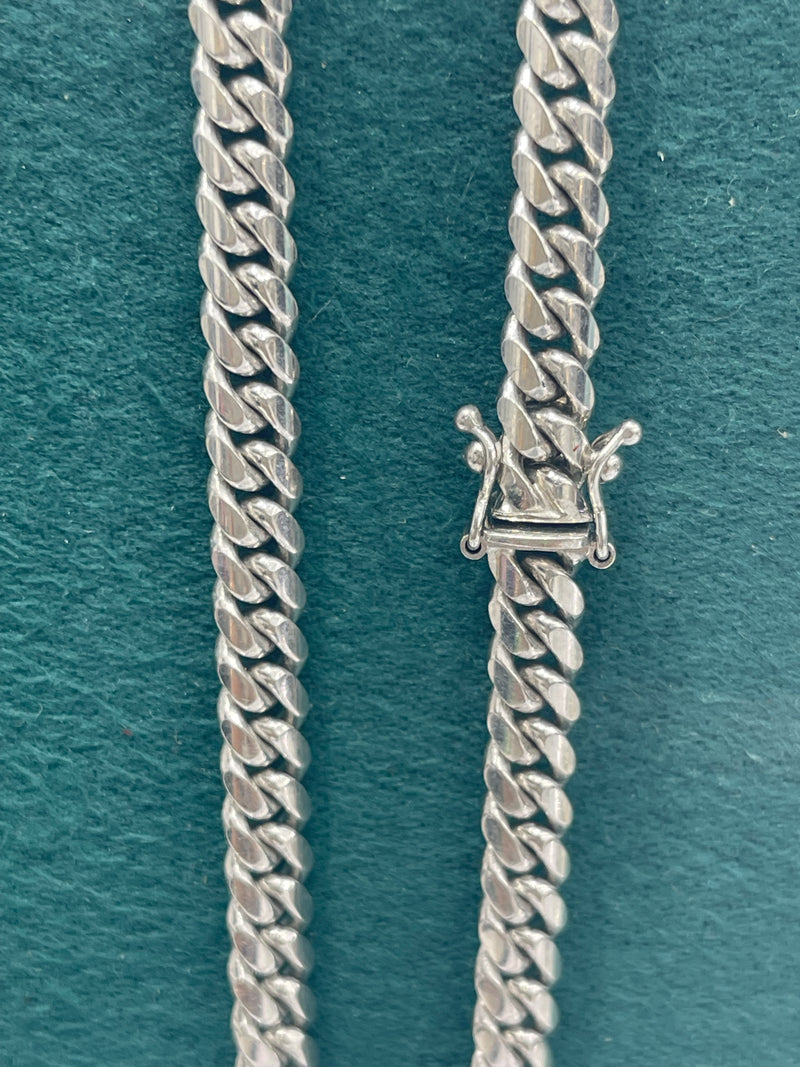 14K REAL SOLID WHITE GOLD HEAVY CUBAN LINK CHAIN 5.5MM