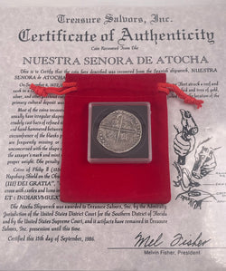 ACTUAL COIN NUESTRA SENORA DE ATOCHA SILVER COIN 8 REALES GRADE 1 MINT POTOSI COIN NUMBER CH4-81-0907