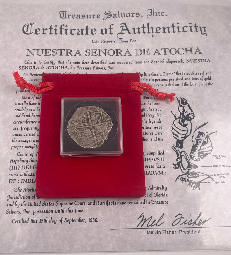 ACTUAL COIN NUESTRA SENORA DE ATOCHA SILVER COIN 8 REALES GRADE 1 MINT POTOSI COIN NUMBER CH4-81-0908