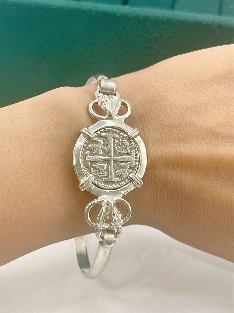 NUESTRA SENORA DE ATOCHA  SOLID SILVER COIN BANGLE