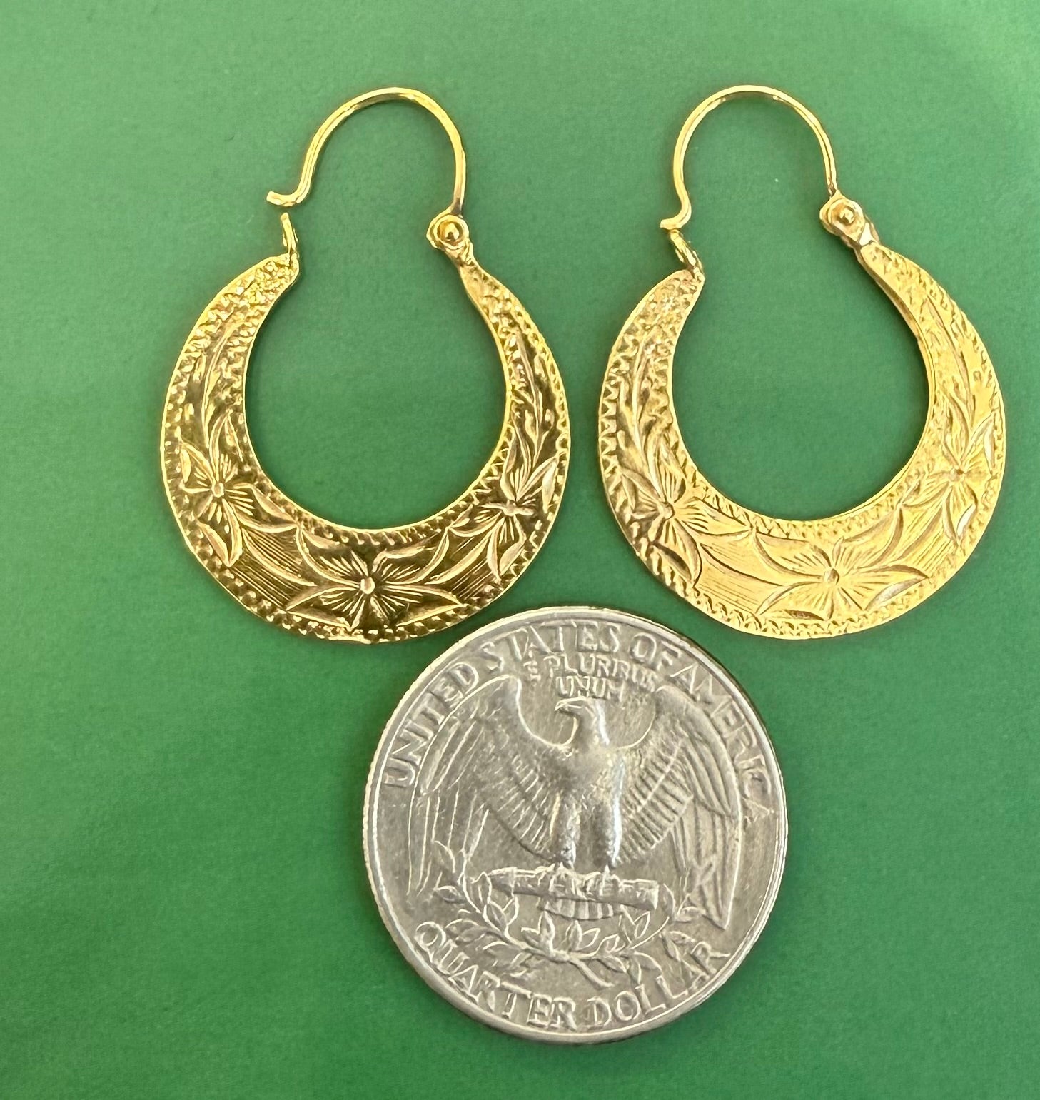 14K REAL SOLID GOLD HANDMADE CUBAN HOOP EARRINGS
