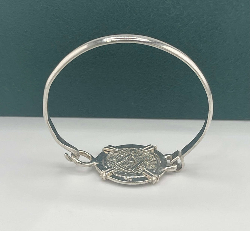 NUESTRA SENORA DE ATOCHA  SOLID SILVER COIN BANGLE