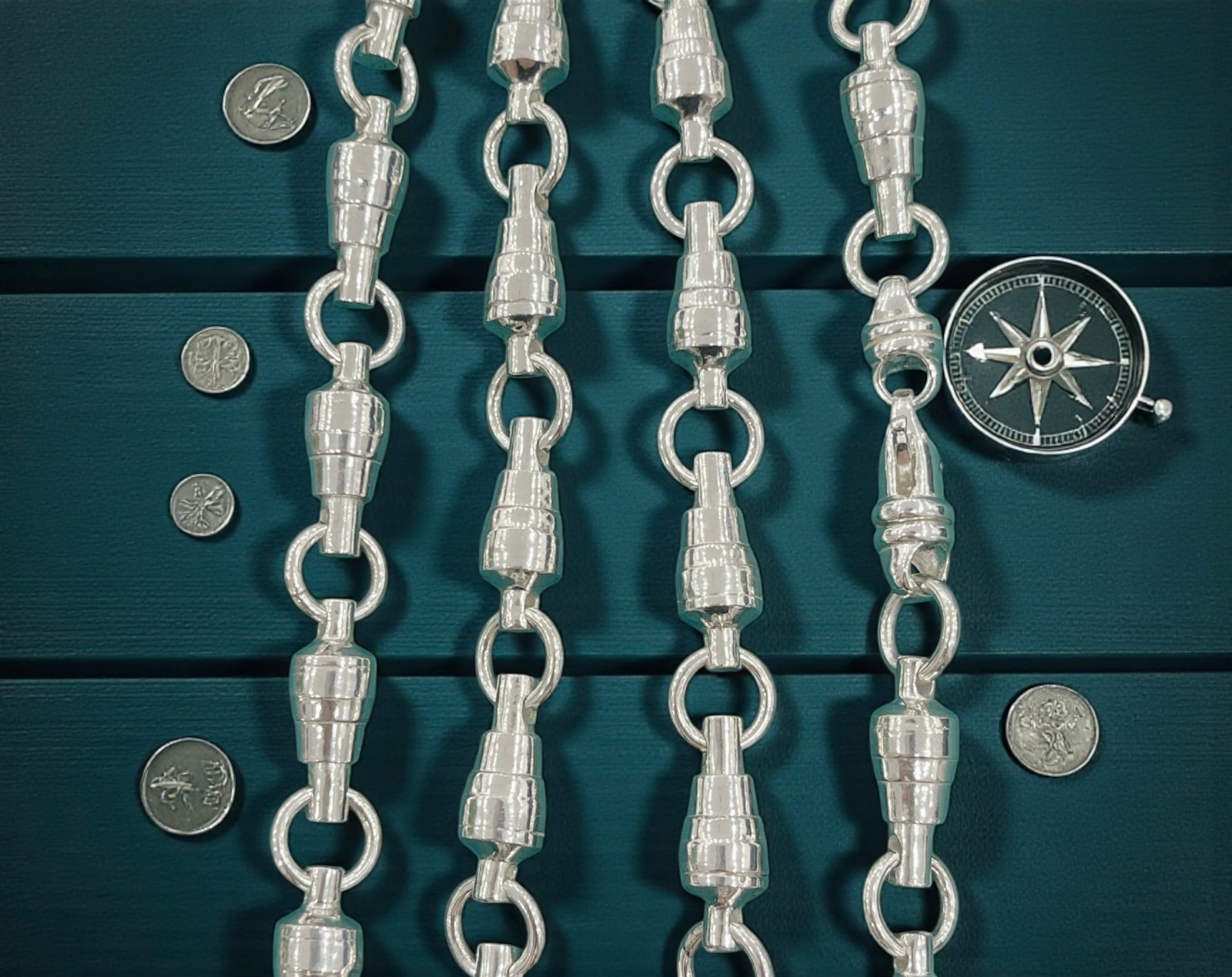 925 ITALIAN SOLID STERLING SILVER HANDMADE HEAVY SWIVEL CHAIN 8MM