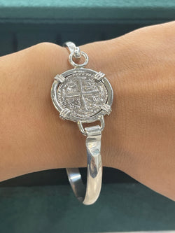 NUESTRA SENORA DE ATOCHA  SOLID SILVER COIN BANGLE