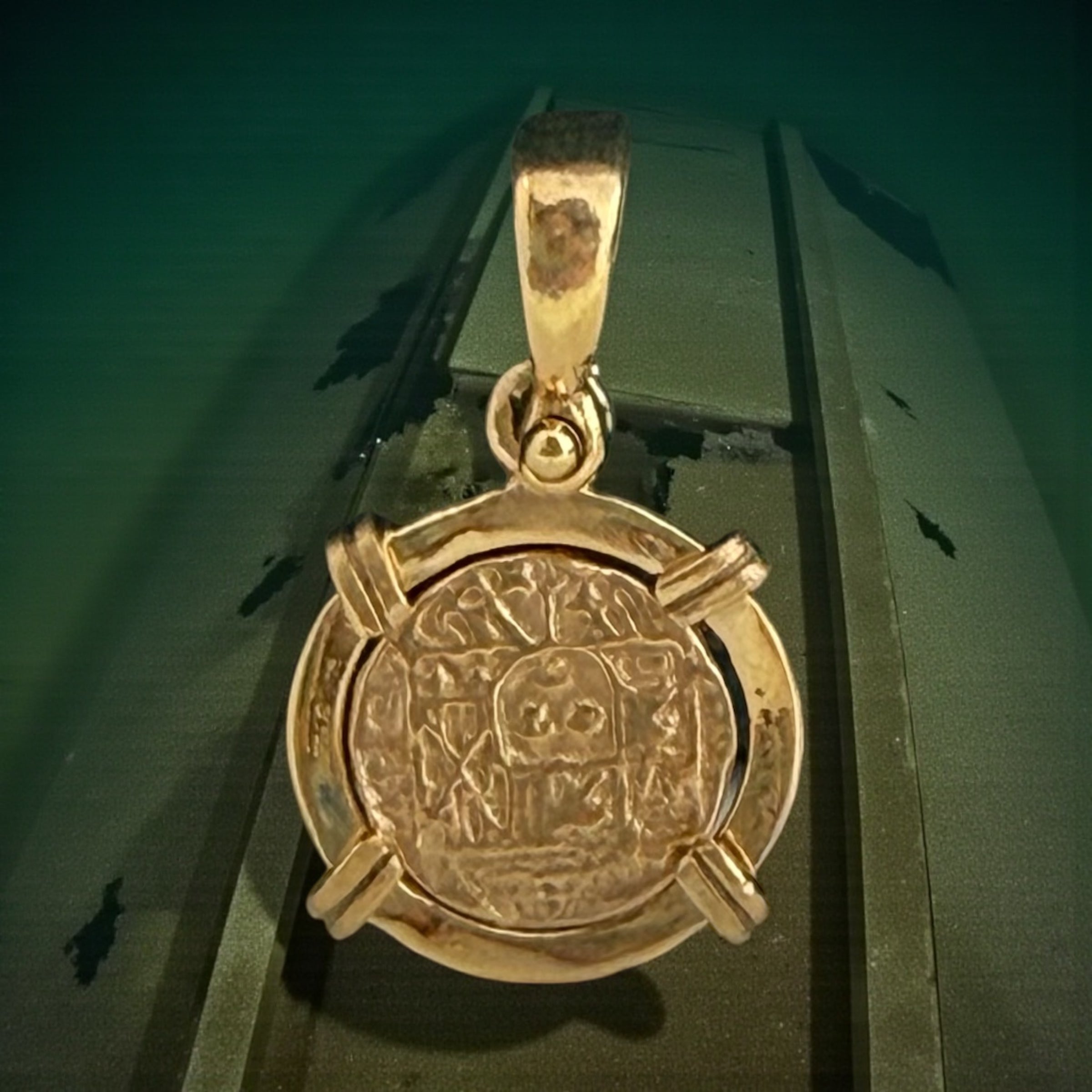 MUSEUM QUALITY ATOCHA SHIPWRECK MINI GOLD COIN PENDANT HANDMADE WITH 14k SOLID GOLD 13MM
