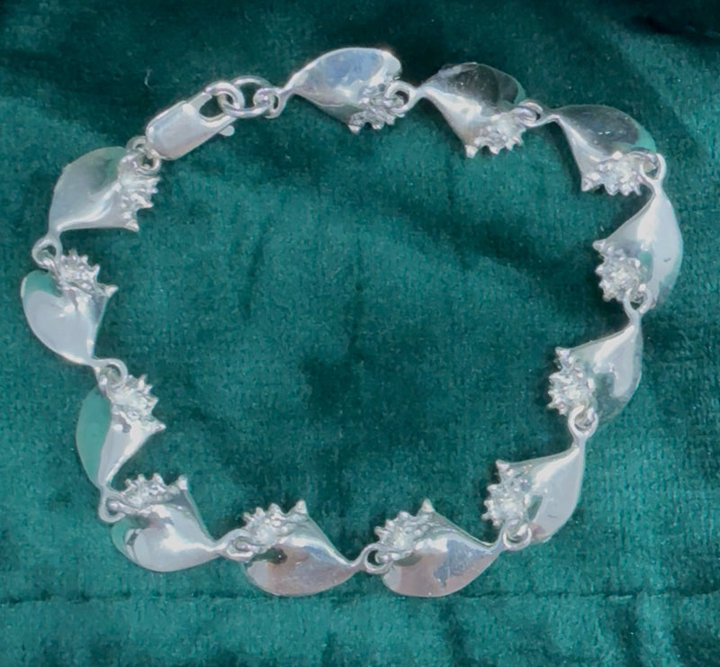 925 solid sterling silver handmade mini conch shell bracelet