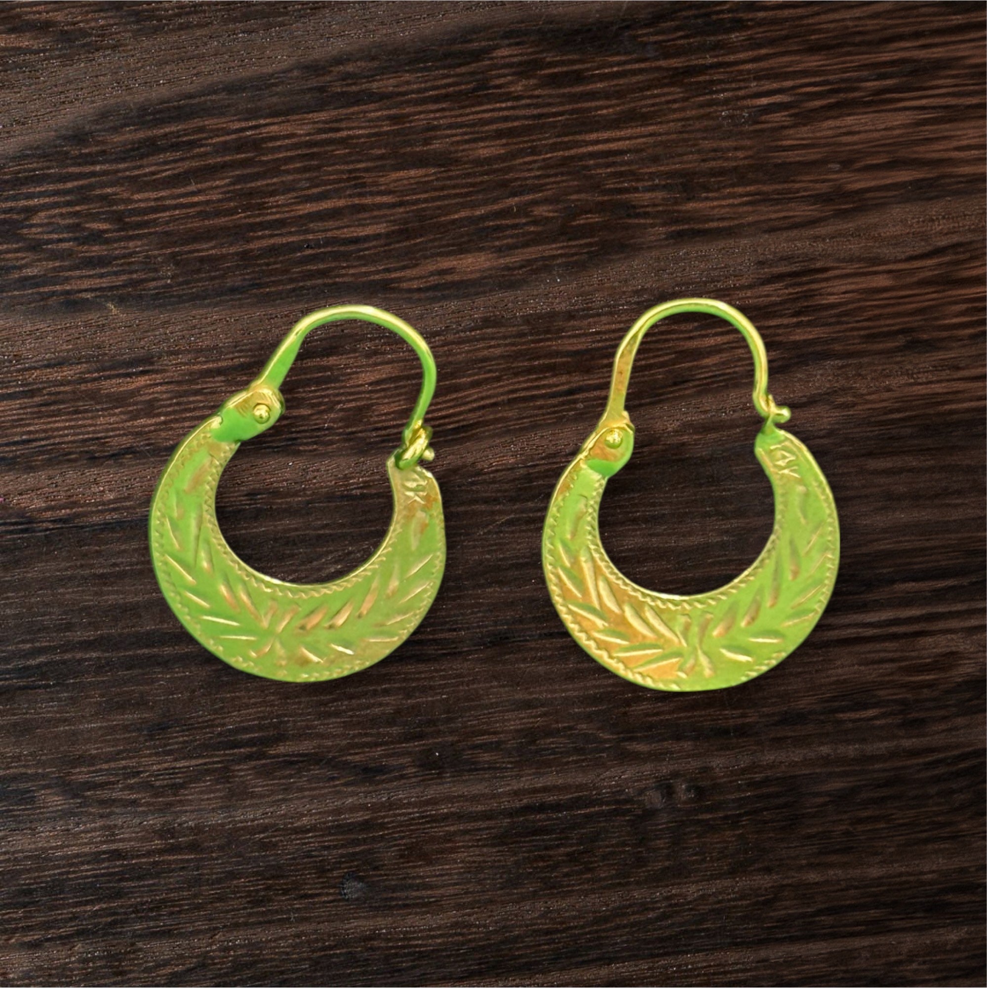 14K REAL  GOLD HANDMADE MINI CUBAN HOOP EARRINGS