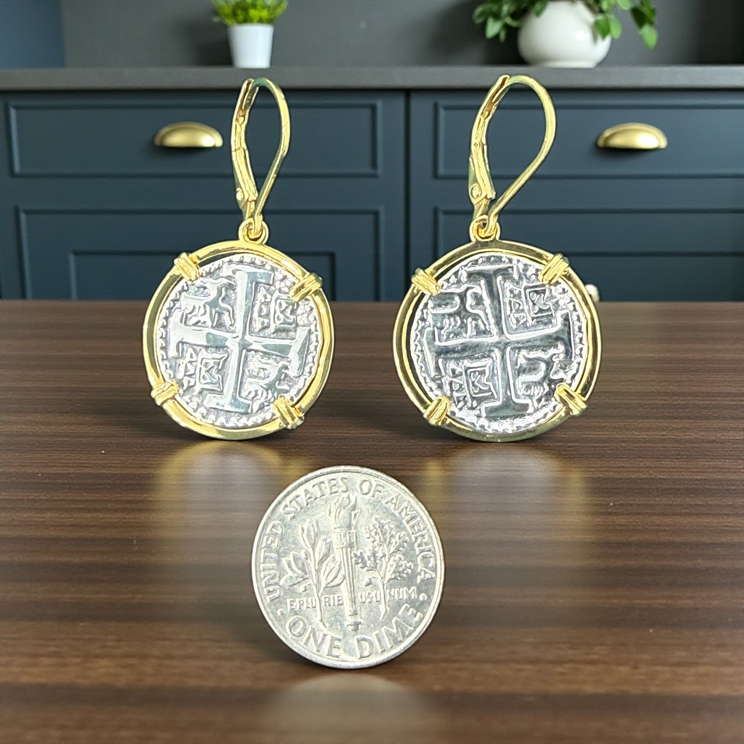 925 sterling silver atocha coin earrings