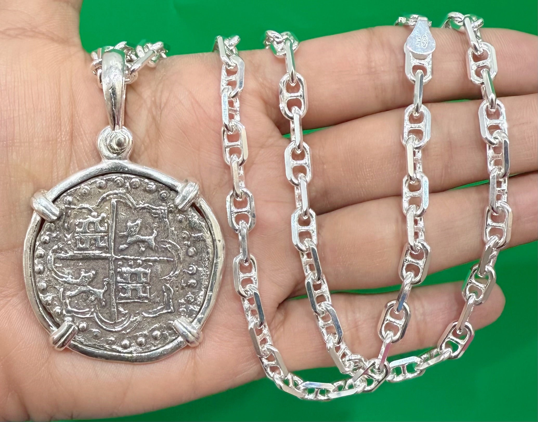 ATOCHA SOLID SILVER COIN PENDANT LARGE SIZE